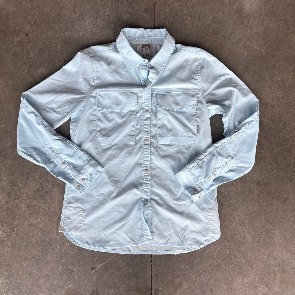Stio Long Sleeve Snap Vented Shirt Womens Medium Blue Fishing Hiking Outdoor